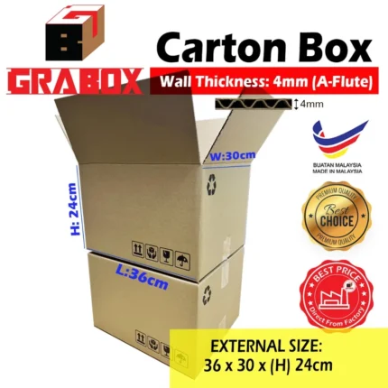 Medium size box-A-Flute-4mm RSC Carton Box Packaging Courier Box Kotak Karton Courier with Printing Handle with Care